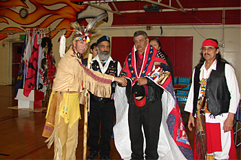 The San Joaquin Native American Veterans Lodge has had the opportunity to share the vision of the "Quilts of Valor" initiated by the "Women of the Oakland Indian Center"