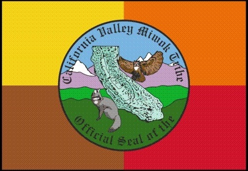 Official seal and flag of the California Valley Miwok Tribe.