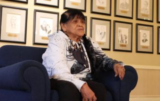 California Valley Miwok Tribe's elder Mildred Burley doing a speech at University of the Pacific