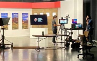 Cameraman in the filming studios of Indian Country Today