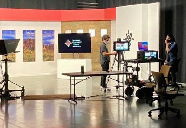 Cameraman in the filming studios of Indian Country Today