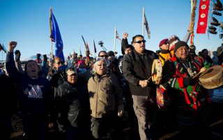 March at Oceti Sakowin camp, protesting the Dakota Access oil pipeline in Cannon Ball, N.D.