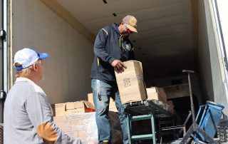 Specialist Ronald Buckman is unloading goods for the California Valley Miwok Tribe.