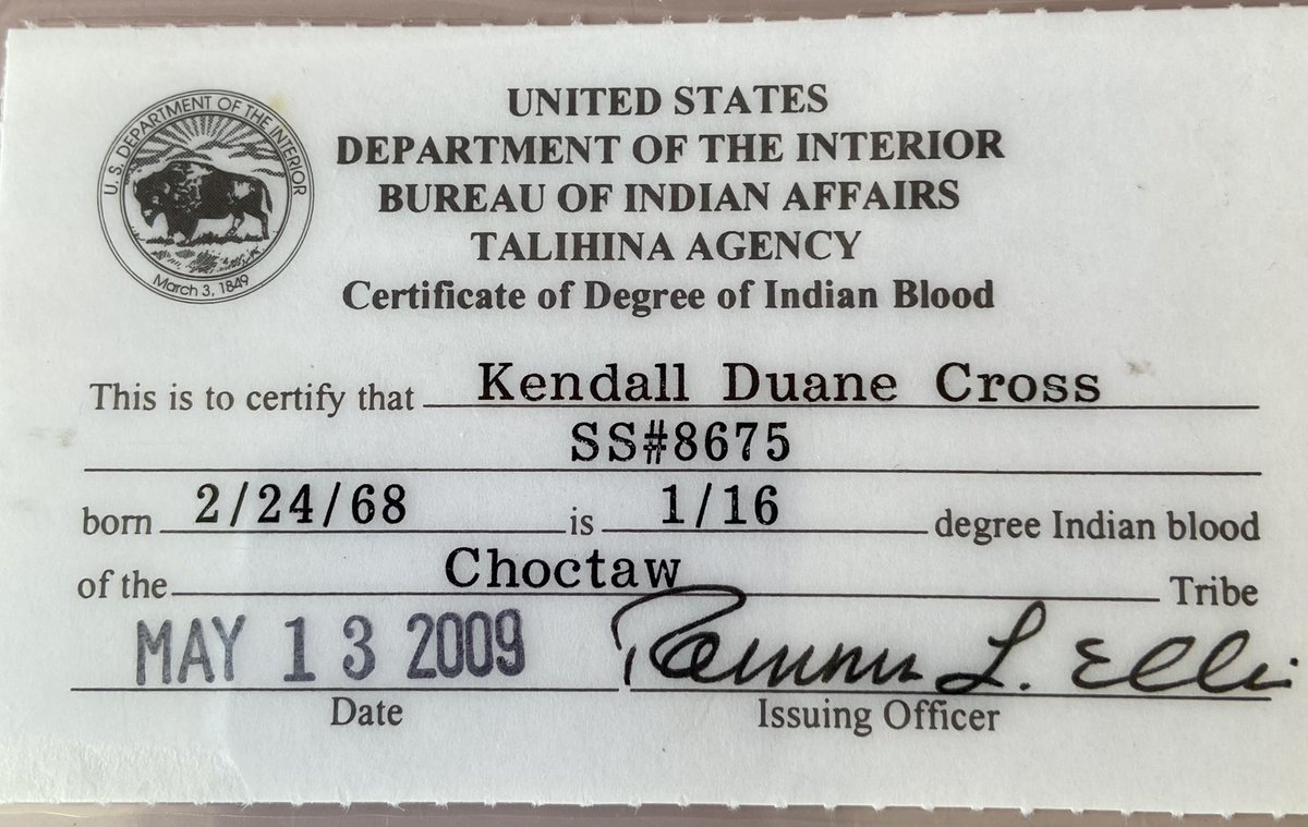 Sample of Certificate of Degree of Indian Blood document.