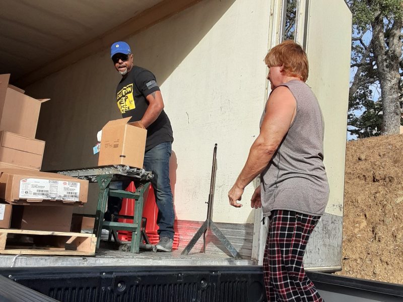 As with most of the distribution extra precaution was made by Specialist Ronald Buckman bringing distributions to the end of conveyor and then backing away as tribal staff unloaded distributions. June 2020 USDA Food Distribution