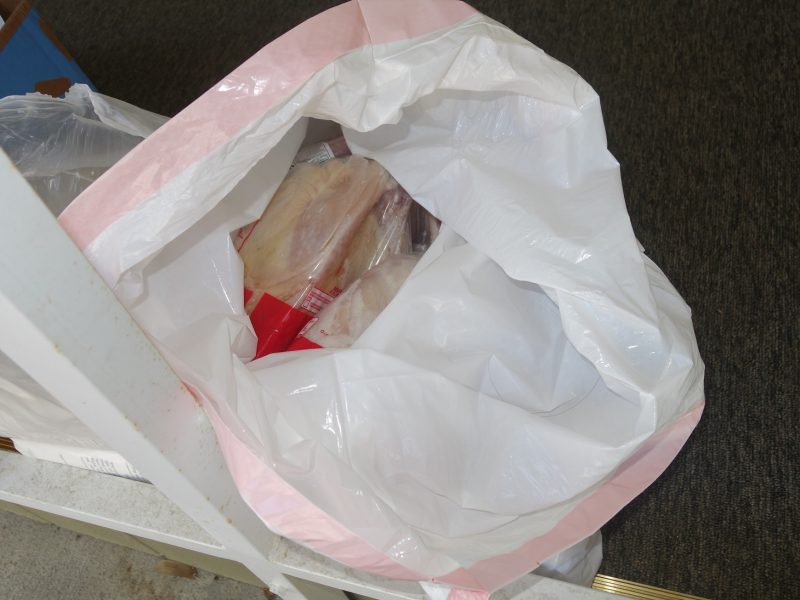 Just some of the frozen meats which would include Pork, Chicken, Beef, Hot dog's and Fish, coming to just over 50 pounds. July 2020 Food For Tribal Families Distribution