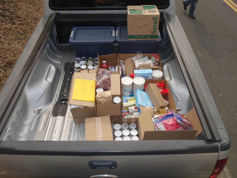 Just some of the products loaded at this stage of distribution included Wild Sock-eye Salmon, roasts, hamburger, cheese, canned vegetables and fruits, oats, pasta, cereals,
butter, mixes and more