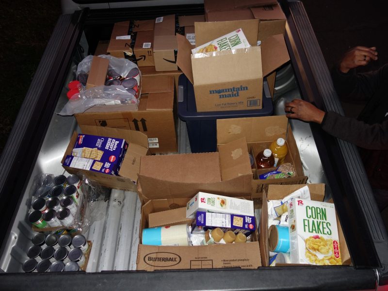 Tule River Food Distribution Specialist Ronald Buckman looks over this months deliveries for those unable to attend. Still enough room for a few more families.