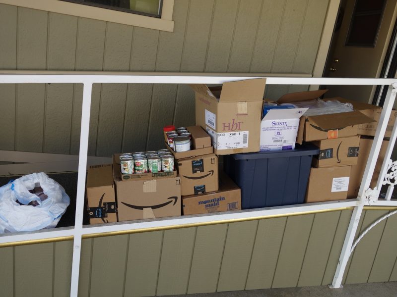 This picture includes the large bag of frozen meats that included pork, beef and fish products. March 2021 Food For Tribal Families Distribution