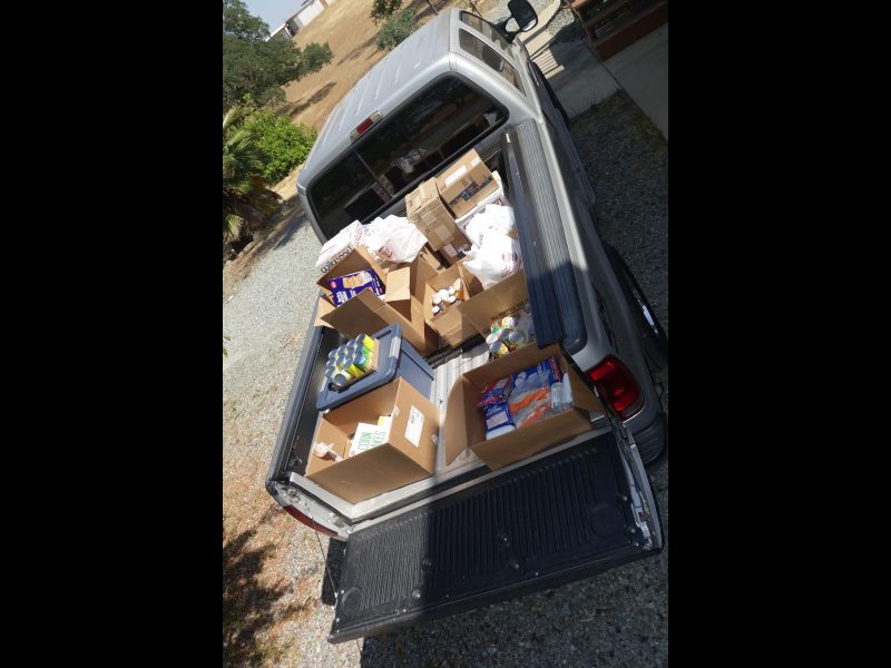 As with all deliverable distributions the tribe must put all frozen items into its freezers until the next days deliveries. California Valley Miwok Tribe's good supplies in back of a truck.
