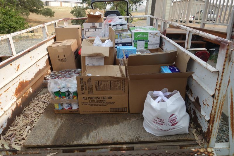 A very good day for the families that rely on USDA help in fulfilling their families nutritional needs for the month. Of those that require the tribes delivery service, still plenty of room as trailer can be pulled by truck  to double capacity. California Valley Miwok Tribe's good supplies in truck cargo.