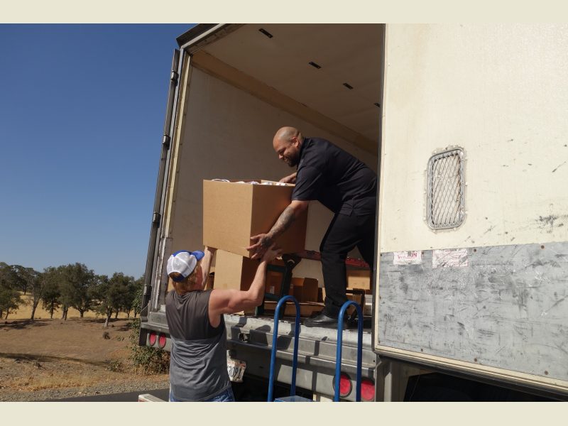 California Valley Miwok Tribe's staff delivering good supplies for Californian Indian tribes.