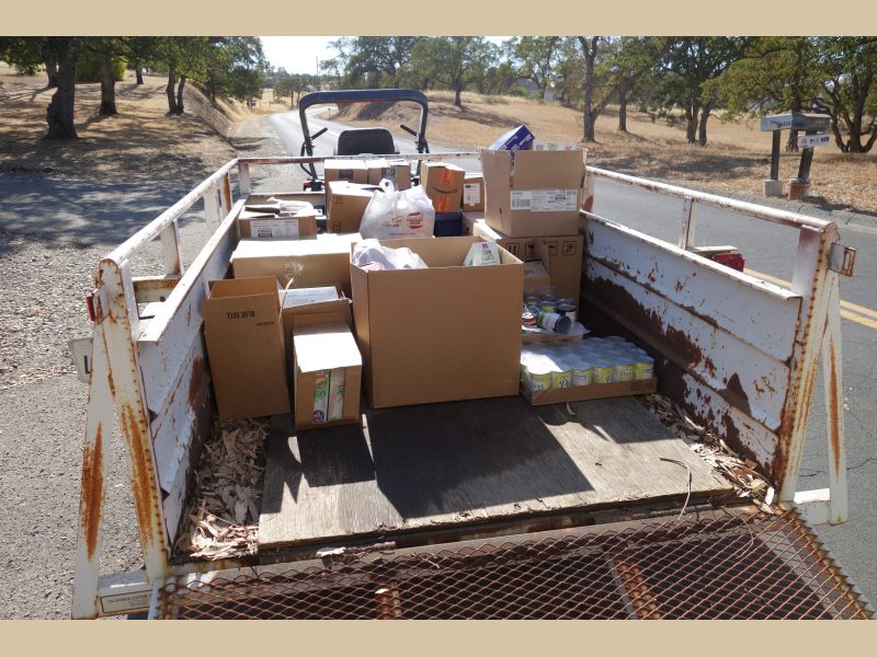 California Valley Miwok Tribe's good supplies in delivery truck.