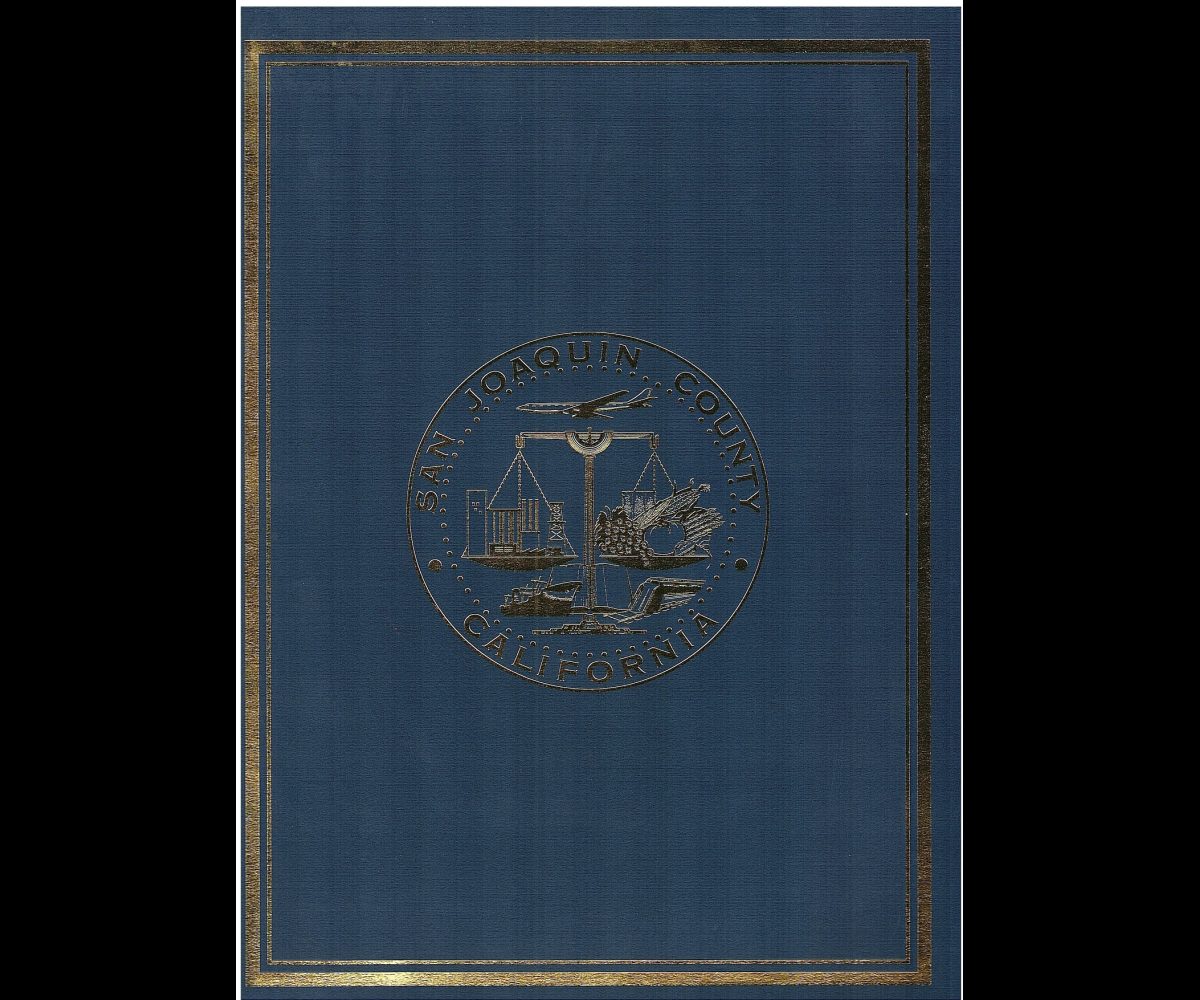 Folder cover and proclamation San Joaquin Board of Supervisors proclamation for Indigenous People's Day