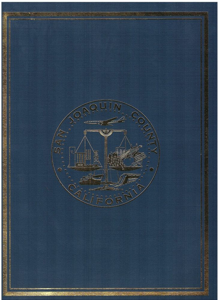 Folder cover and proclamation San Joaquin Board of Supervisors proclamation for Indigenous People's Day