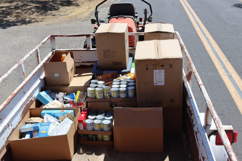The foods to be delivered to the many families that request this service as shown at the end of event. Food supplies for the California Valley Miwok Tribe