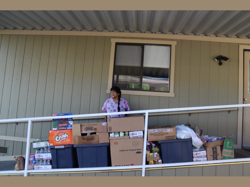 California Valley Miwok Tribe elder Mildred Burley received food delivery.