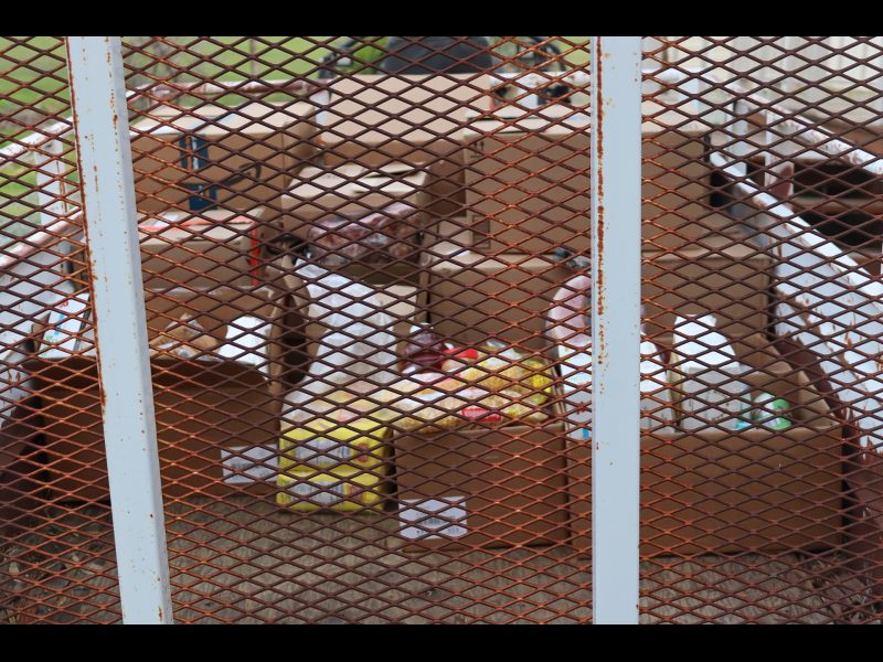 At the end of distribution, what is left seen here will now be scheduled
for personal deliveries for those unable to attend. Truck filled with boxes of goods for tribal citizens.