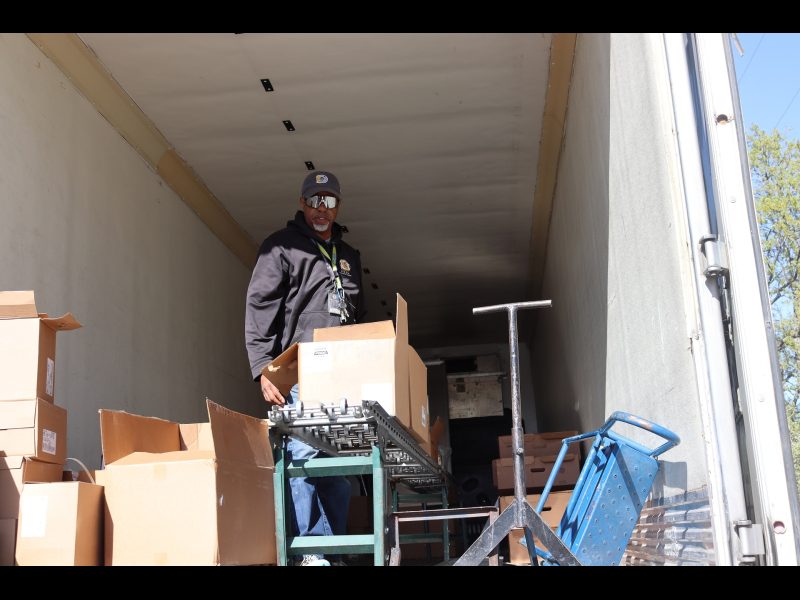 Here waiting with a distribution, Tule River Program Specialist Ronald Buckman shown just looking too cool. Tule River Program Specialist Ronald Buckman.
