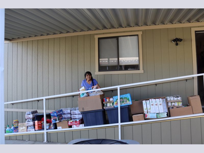 Second glance of this month's tribal assistance distribution that will be a benefit to
the citizen's of our small and impoverished tribe. Tribal elder Mildred Burley with goods in April 2023.