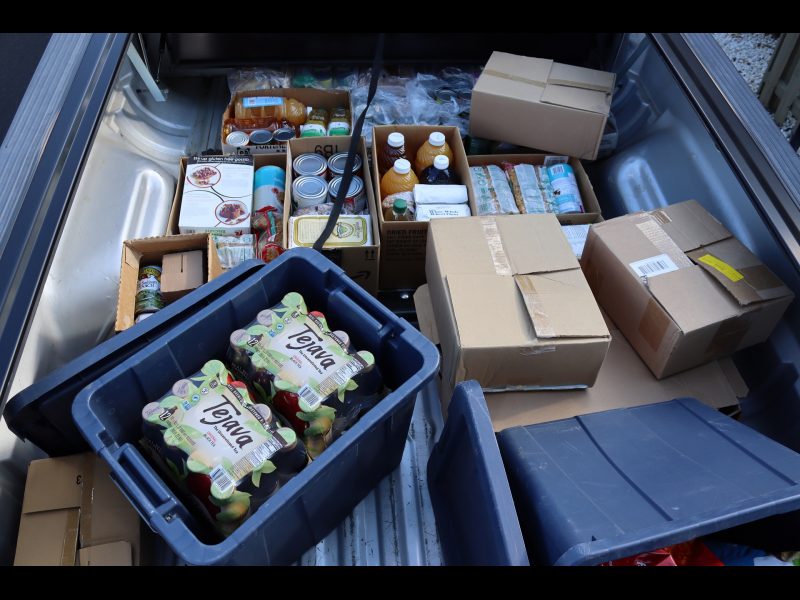 Picture taken during the unloading process showing the different items still left that will go to address the nutritional needs of California Valley Miwok Tribal citizens and their families.