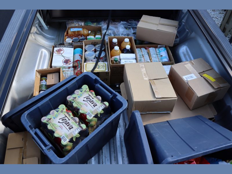 Picture taken during the unloading process showing the different items still left that will go to address the nutritional needs of California Valley Miwok Tribal citizens and their families.