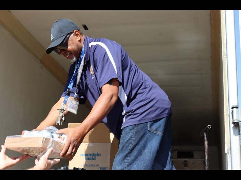 The start of another great distribution as Ronald Buckman works with tribal staff. Ronald buckman handling the food distribution in September 2023.