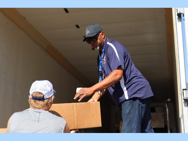 Ronald buckman handling the food distribution in September 2023.
