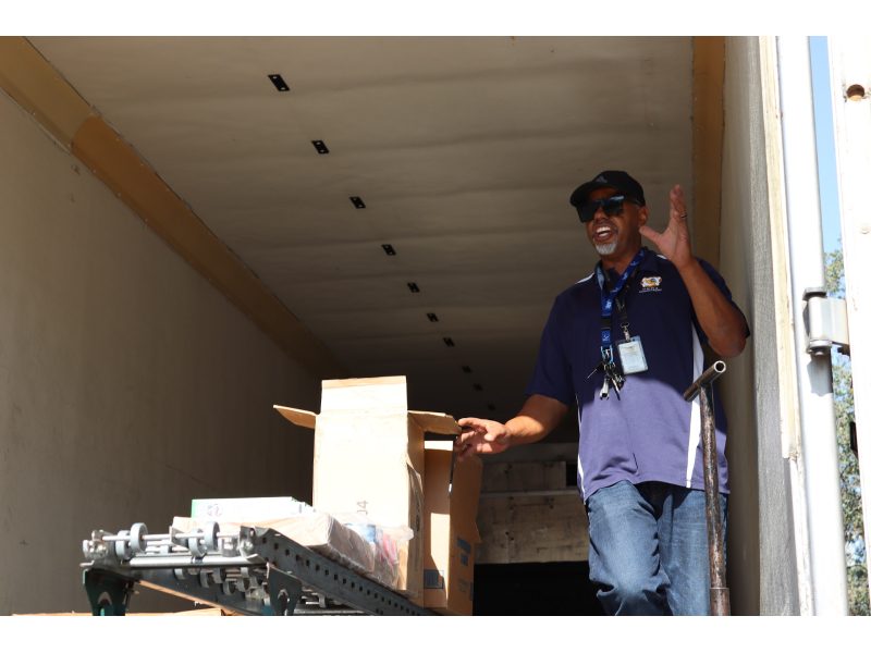 Ronald buckman handling the food distribution in September 2023.