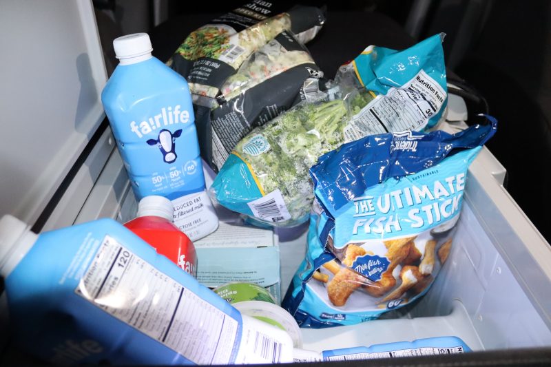 This picture shows a sampling of high quality milk, vegetables and boxed items. Milk and vegetables to be delivered for the Miwok Native members.