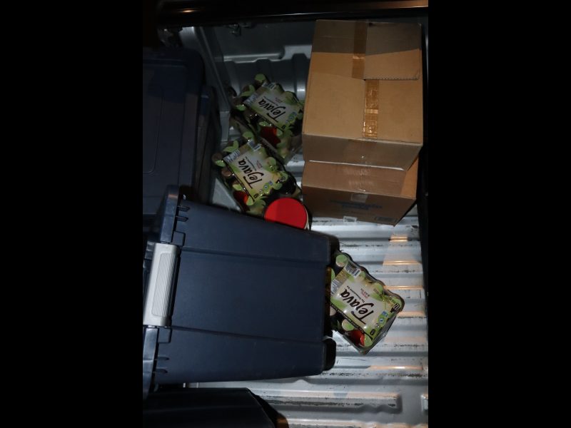 Additional bottles of tea, creamers and boxed items. Bottles of tea to be delivered for the Food for Tribal Families Program.