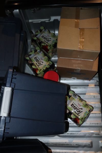 Additional bottles of tea, creamers and boxed items. Bottles of tea to be delivered for the Food for Tribal Families Program.