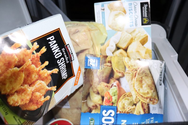 Various frozen foods and a very long rib loin to be cut into sectional roasts. Various foods to be delivered during December 2023 Food for Tribal Families Program.