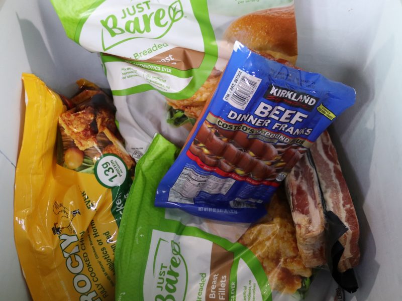 Various meats. Various pieces of meat to be delivered to tribal families.