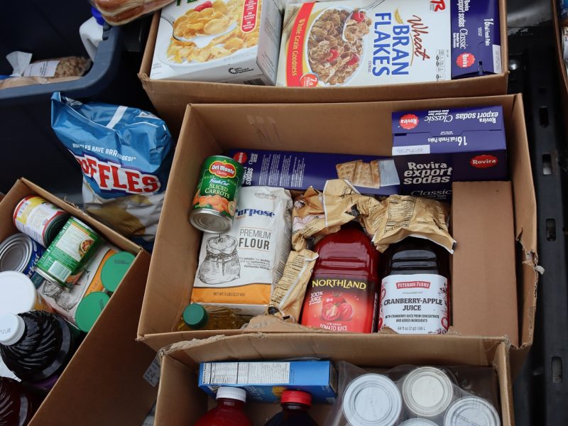 Various dairy, breads, snacks, canned goods, juices, baking items, crackers and cereals. Various foods to be delivered to tribal families by the California Valley Miwok Tribe.
