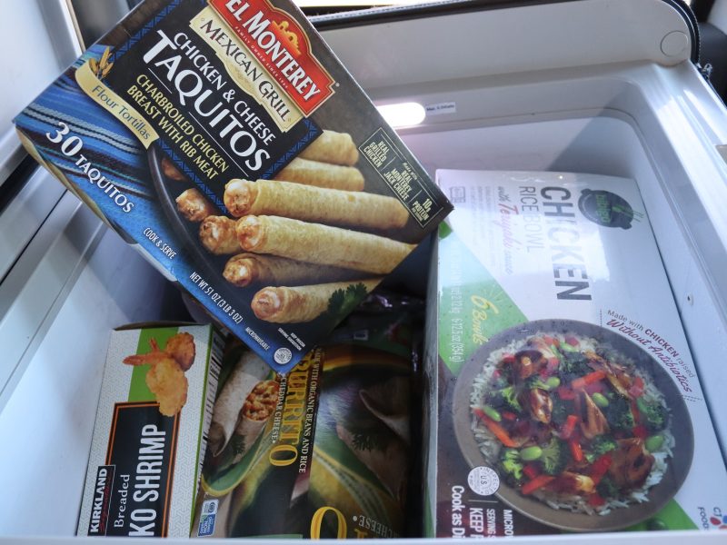 Various frozen entrees.