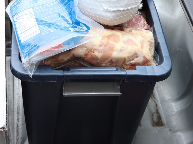 Over 125 pounds of frozen meats before adding from donations.