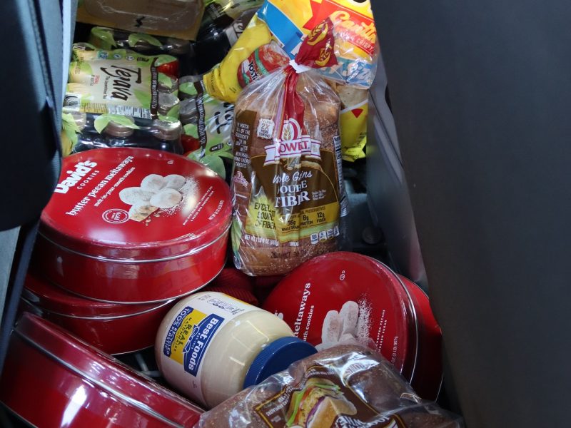 Tea, cookies, chips, bread, etc.