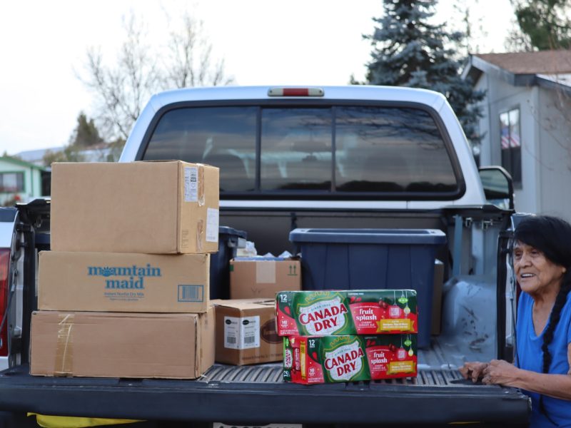 Program Director Mildred Burley feeling very jovial pictured during unloading.