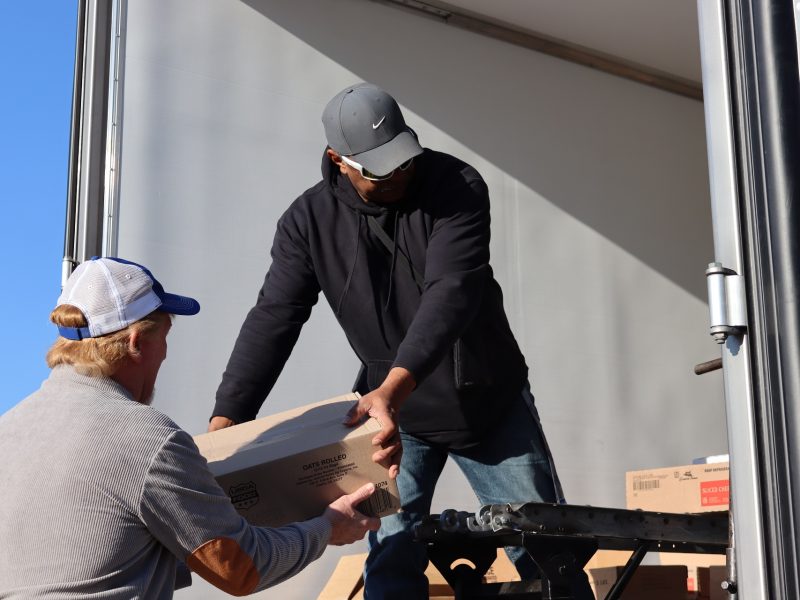 Another distribution as Assistant Director Ronald Buckman hands off to
tribal staff.