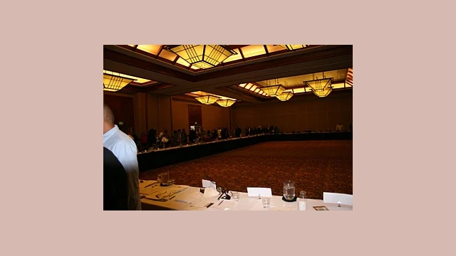 This picture displays the vastness of the conference room in which it was standing room only without an empty seat in the house. Lunch and refreshments were also provided. The tribe would like to thank the Tribal Alliance of Sovereign Indian Nations for hosting this event.